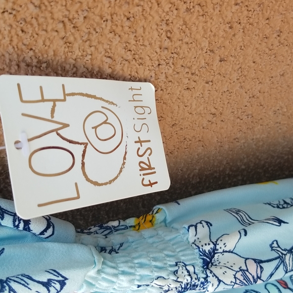 V-Neck Jumpsuit Floral Blue Small - Picture 4 of 4